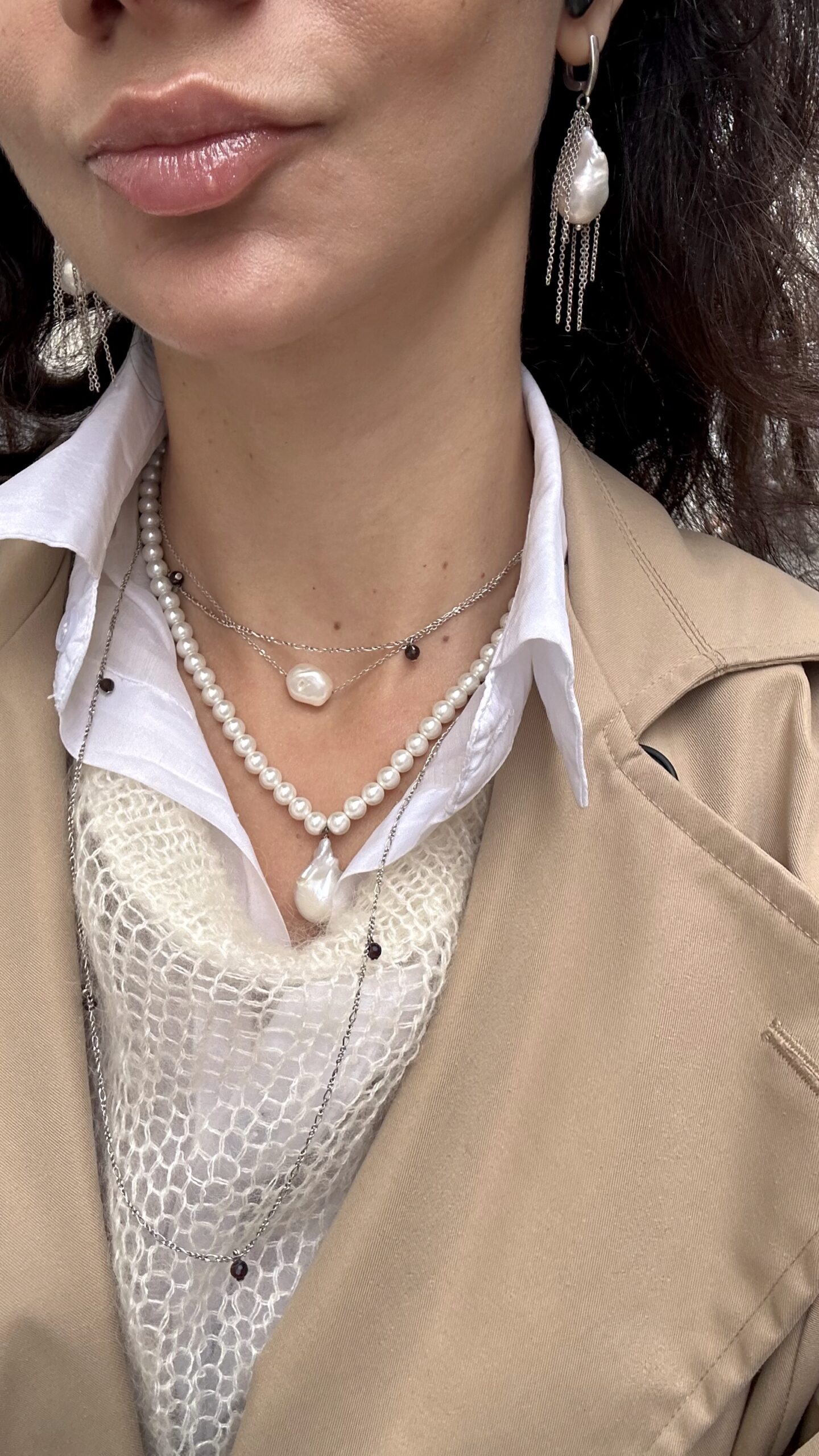 Серебряное колье "Венера" с натуральным жемчугом. — изображение 3