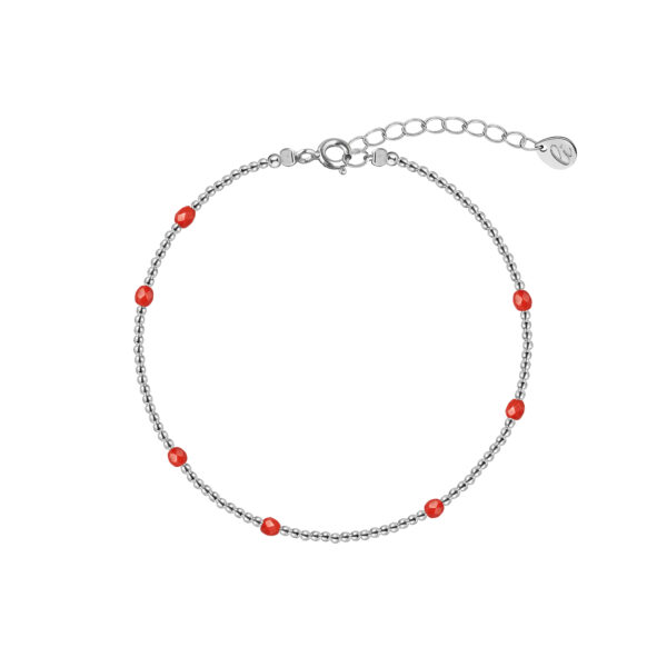 Серебряный браслет "Аргентум" из серебра 925 с красным кораллом