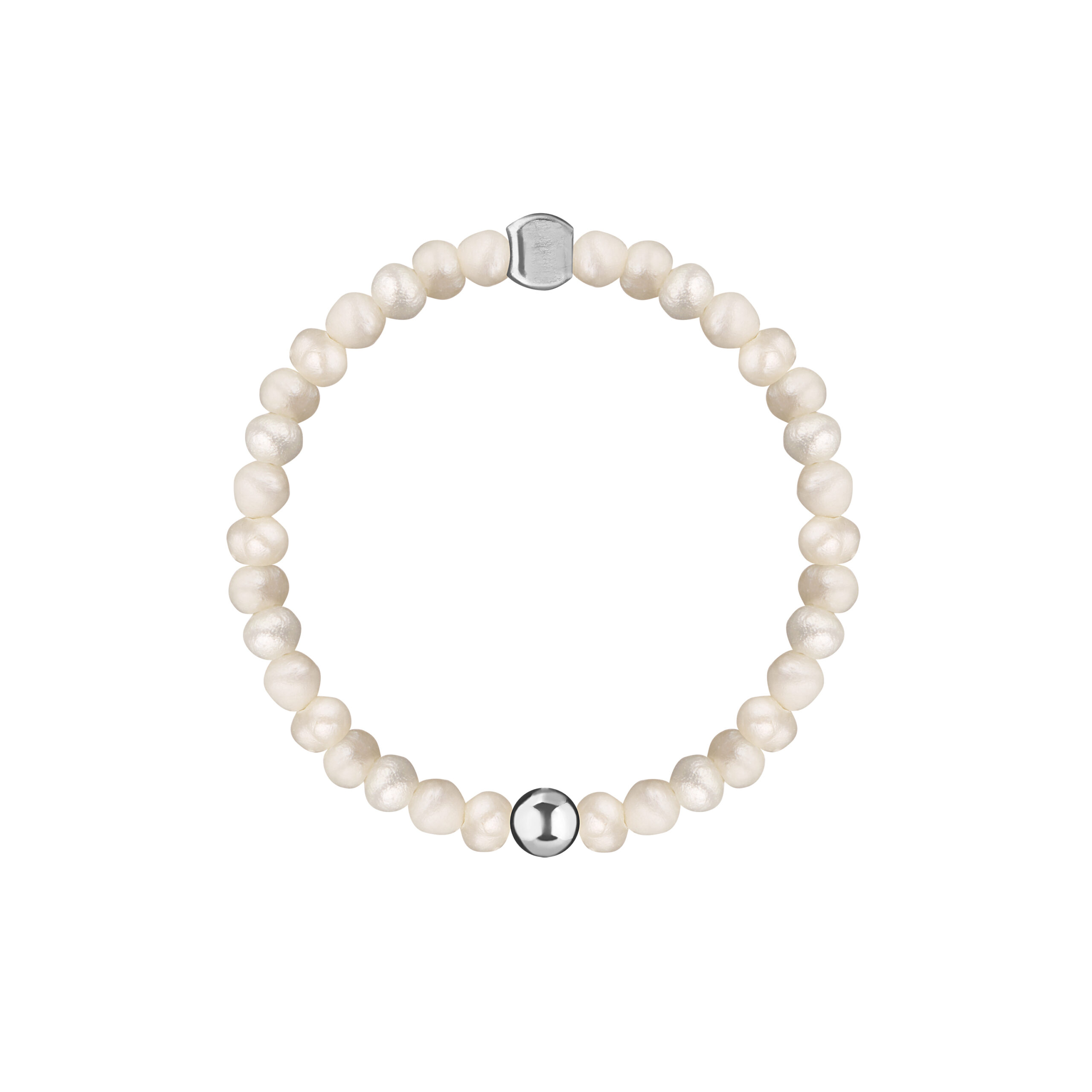 Кольцо из речного жемчуга с шариком из серебра 925 по центру